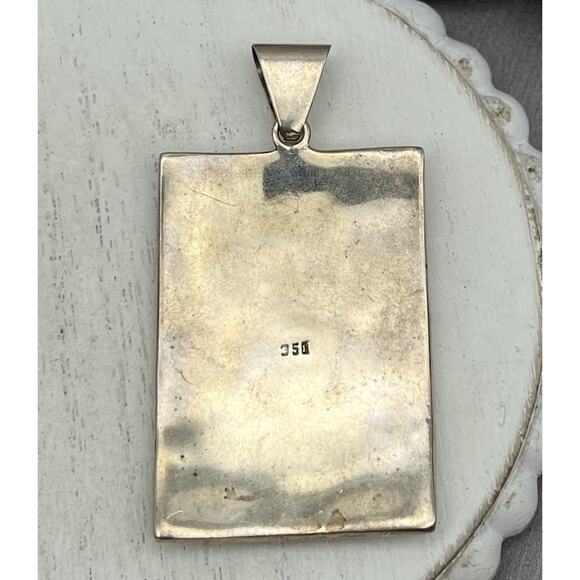 Peruvian 950 Mixed Semi-precious Gemstone Inlay Mosaic pendant 21.18G/2.5in - Picture 4 of 6